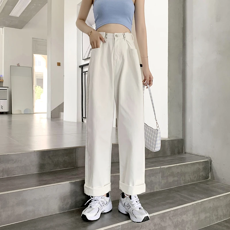 White high waist women's jeans 2021 new arrival stylish drape loose wide leg straight daddy denim pants
White high waist women's jeans 2021 new arrival stylish drape loose wide leg straight daddy denim pants