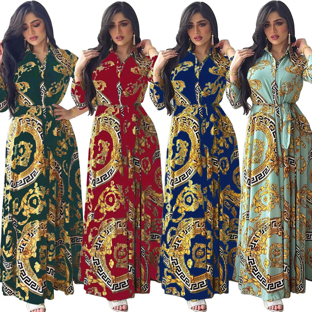 AB130 Latest Style Turn Down Collar Retro Floral Print Long Sleeve Pleated Maxi Dresses Women Clothing Casual Maxi Dress Ladies
AB130 Latest Style Turn Down Collar Retro Floral Print Long Sleeve Pleated Maxi Dresses Women Clothing Casual Maxi Dress Ladies