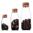 Clear Borosilicate wide mouth storage glass jar with wooden lid