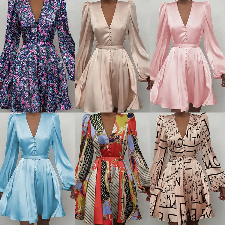 F22177A 2021 New Women Casual Dress Skirts V Collar Elegant Slim Evening Dress With Lantern Sleeves, Pink, apricot, sky blue, letters, floral, color
F22177A 2021 New Women Casual Dress Skirts V Collar Elegant Slim Evening Dress With Lantern Sleeves, Pink, apricot, sky blue, letters, floral, color