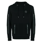 Customized Zip Up Black Pullover Hoodie with Inside Pocket Mens Cotton Full Zip Hoodie
