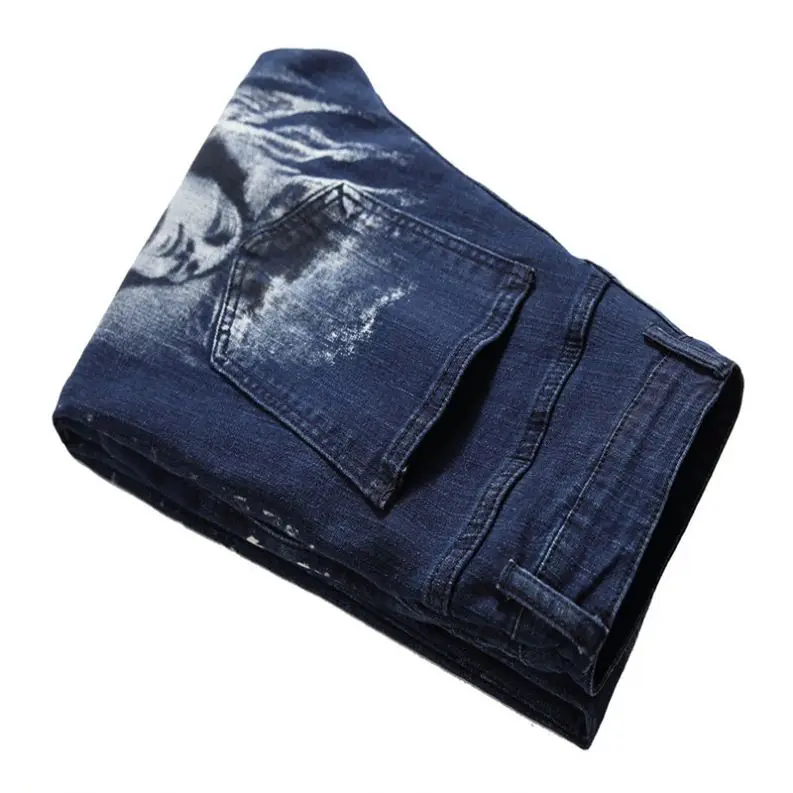 Black Slim 3D Printed Stretch Jeans Personalized Print Cool Men's North American Casual Pants, Customized color 
Black Slim 3D Printed Stretch Jeans Personalized Print Cool Men's North American Casual Pants, Customized color