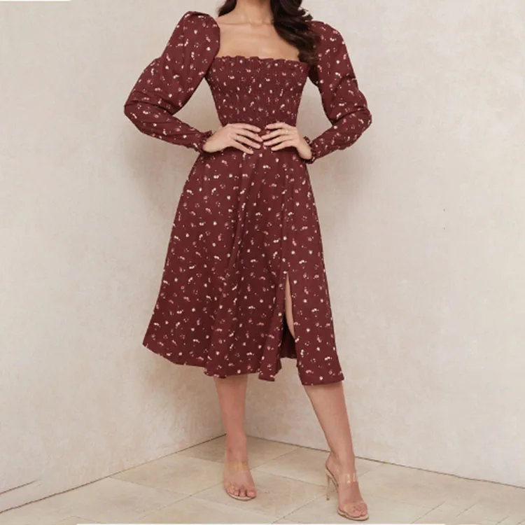 Vintage Flower Print Square Neck Ruffle Short Dress Autumn Women Casual Long Puff Sleeve Orange Dress Office Lady Vestidos 2022
Vintage Flower Print Square Neck Ruffle Short Dress Autumn Women Casual Long Puff Sleeve Orange Dress Office Lady Vestidos 2022