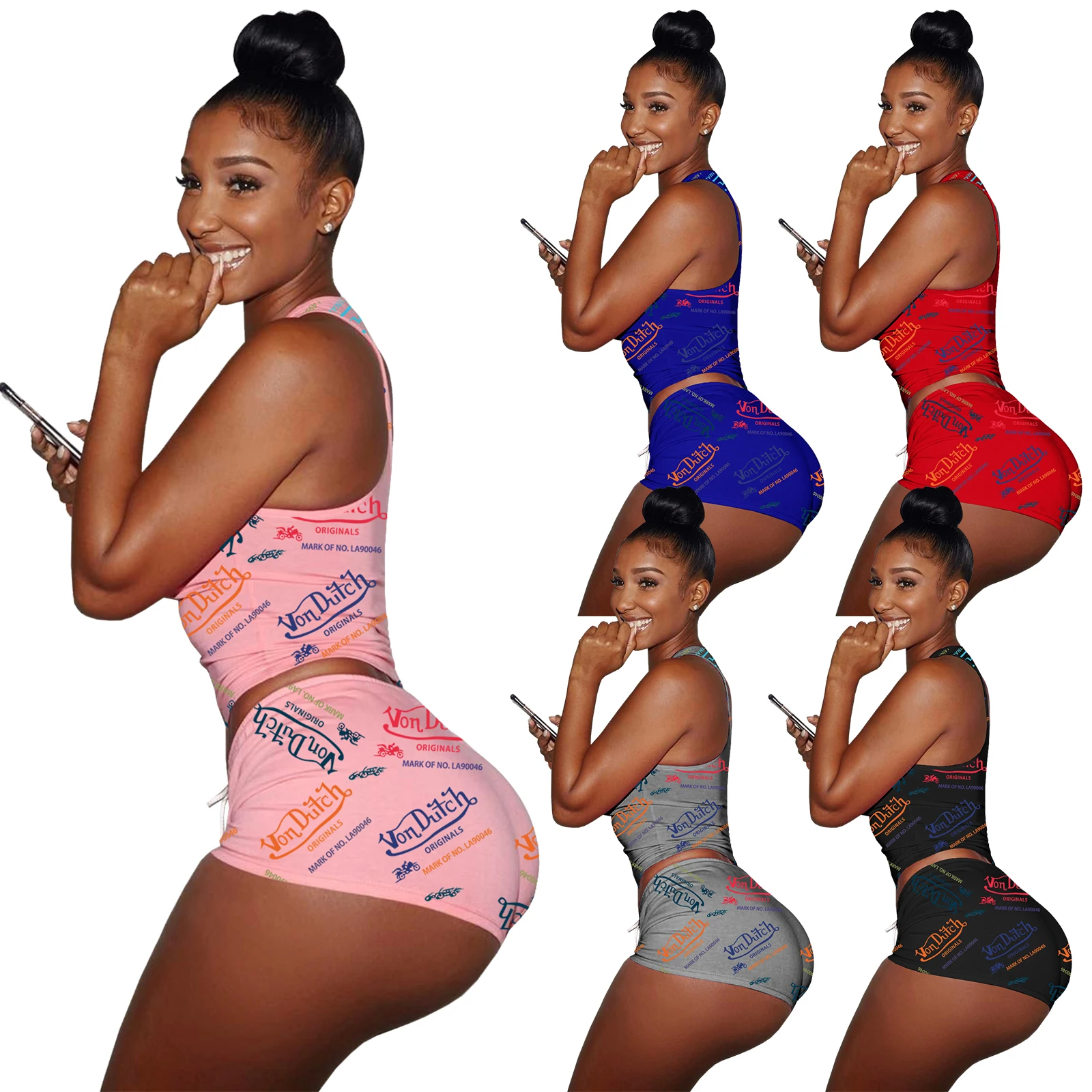 Brand 2 Piece Shorts Set for Women Sexy Slim Fit Tank Crop Tops + Skinny Shorts Jogger Tracksuit Yoga Fitness Set
Brand 2 Piece Shorts Set for Women Sexy Slim Fit Tank Crop Tops + Skinny Shorts Jogger Tracksuit Yoga Fitness Set