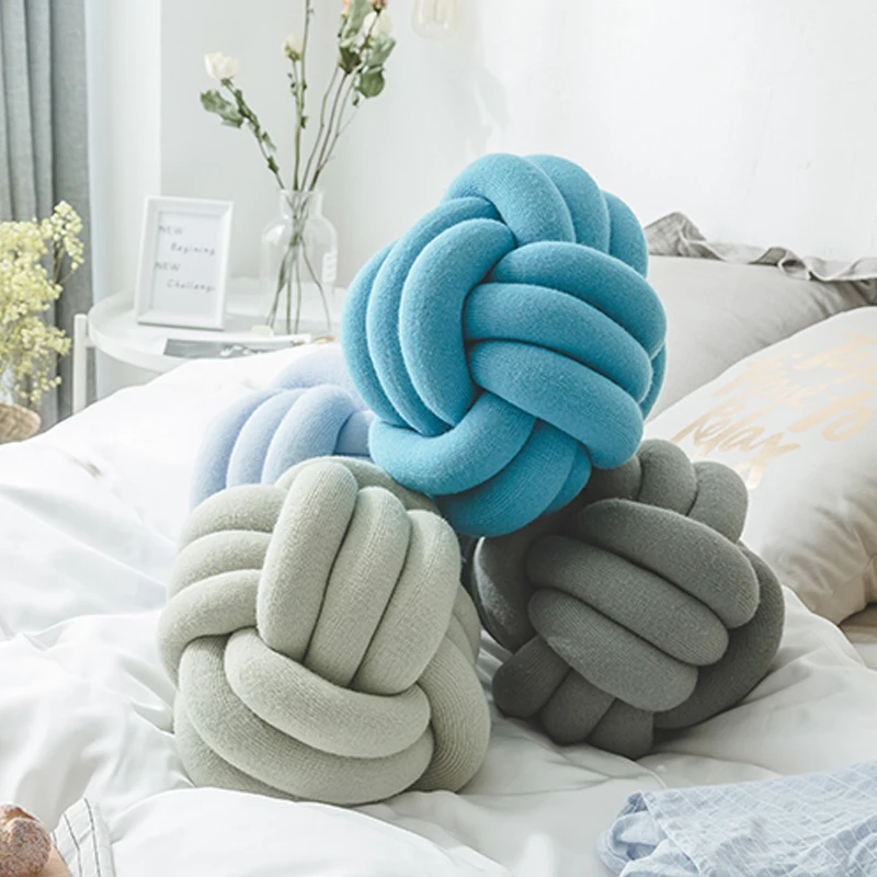 product dst hot soft acrylic magic knitted handmade wool knot throw tube  chunky pillow with home decoration-59