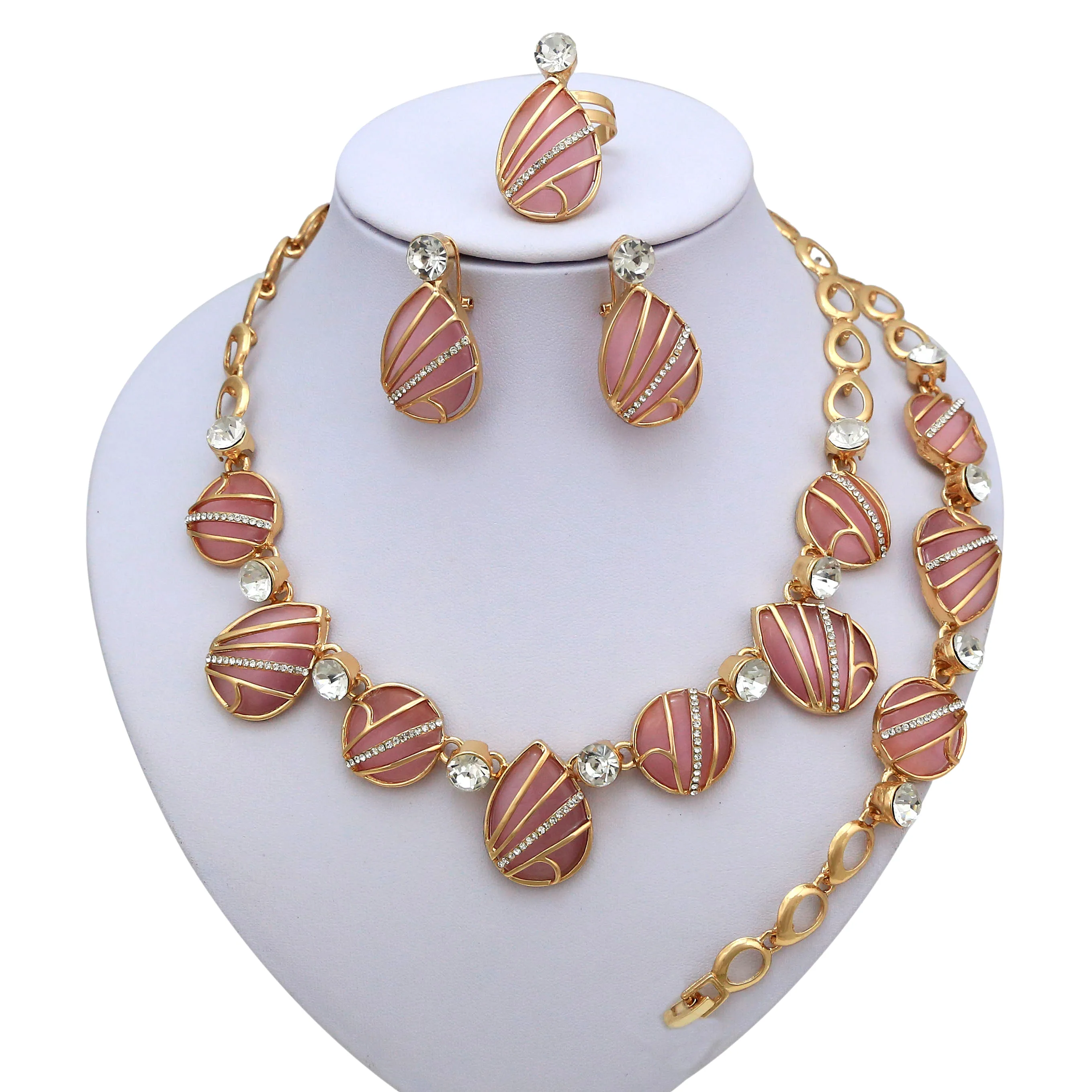 Hot Sale Zinc Alloy Jewelry Set Beautiful Pink Water Drop Gemstone Necklace Set African ladies Daily Party Zircon Jewelry Sets
Hot Sale Zinc Alloy Jewelry Set Beautiful Pink Water Drop Gemstone Necklace Set African ladies Daily Party Zircon Jewelry Sets