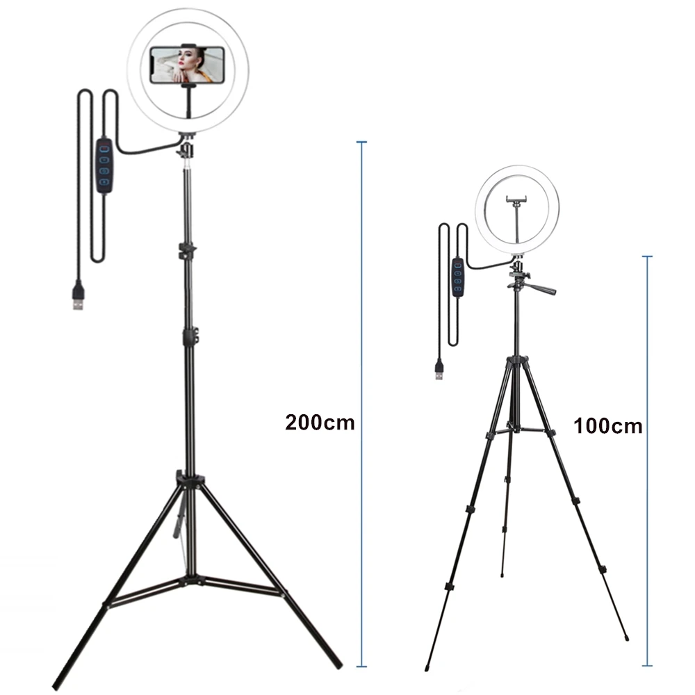 Selfie Led Ring Lamp Photography Light USB With Phone Holder 2M Tripod Stand
Selfie Led Ring Lamp Photography Light USB With Phone Holder 2M Tripod Stand