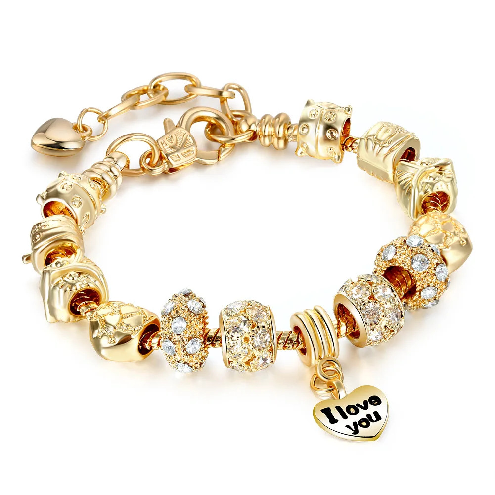 I LOVE YOU gold plated heart pendant bracelet wholesale ladies crystal beaded charm bracelet (KB8347), As picture
I LOVE YOU gold plated heart pendant bracelet wholesale ladies crystal beaded charm bracelet (KB8347), As picture