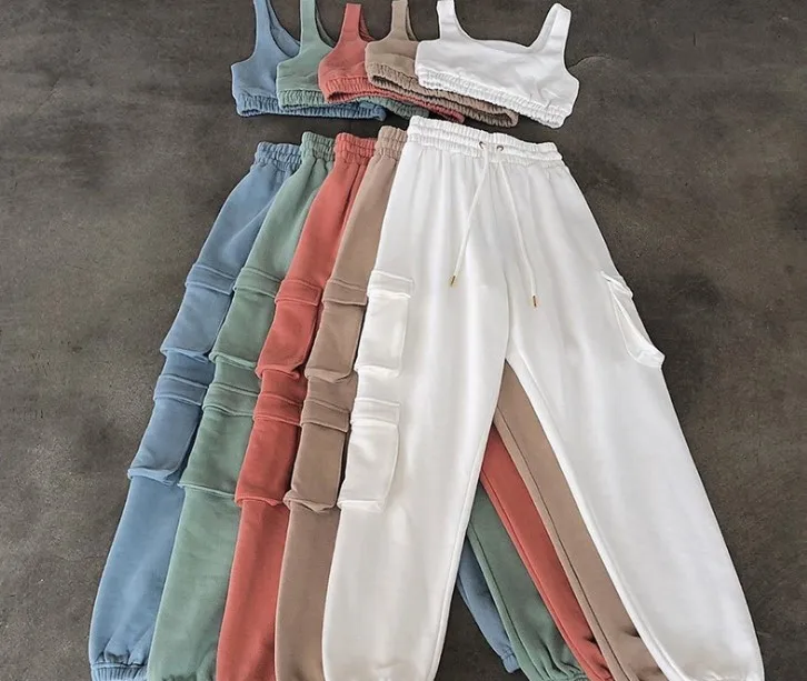 Custom logo knit two piece set women clothing jogger with pockets and crop top vest set Cargo Two Piece Sets Outfits GYM
Custom logo knit two piece set women clothing jogger with pockets and crop top vest set Cargo Two Piece Sets Outfits GYM