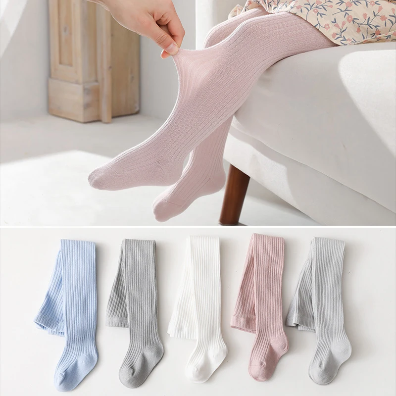 

summer solid color knitted thin baby girl tights children tights pantyhose casual cotton baby tights