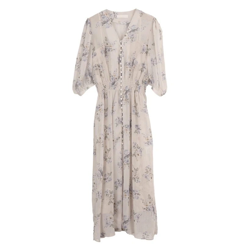 2020 spring and summer women's printed small floral short-sleeved ruffled midi dress
2020 spring and summer women's printed small floral short-sleeved ruffled midi dress