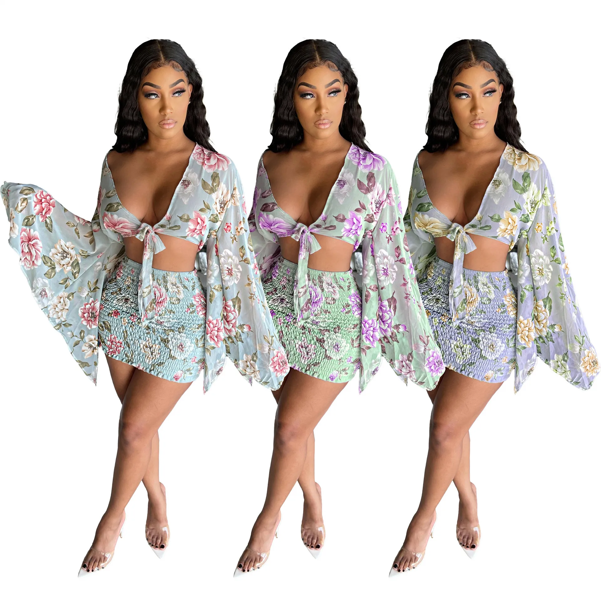 Women Clothing Sets Summer Flare Sleeve Sexy Fashion Two Piece Chiffon Floral Print Evening Party Skirt and Top Set Plus Size
Women Clothing Sets Summer Flare Sleeve Sexy Fashion Two Piece Chiffon Floral Print Evening Party Skirt and Top Set Plus Size