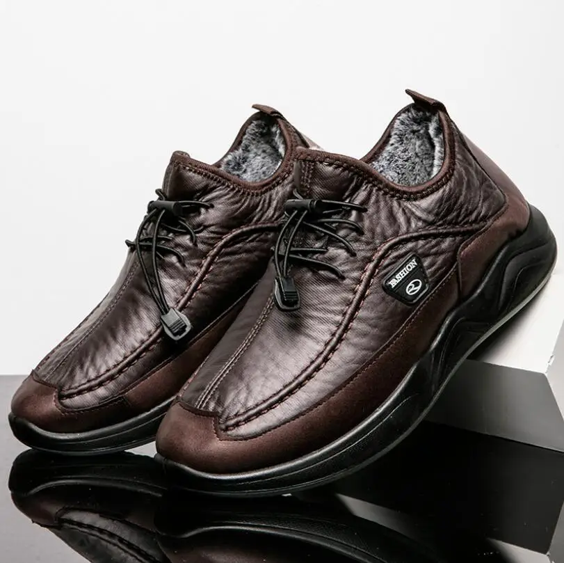 High-top winter warm leather lace-up thick-soled casual cotton boots for men, Black, khaki, brown
High-top winter warm leather lace-up thick-soled casual cotton boots for men, Black, khaki, brown