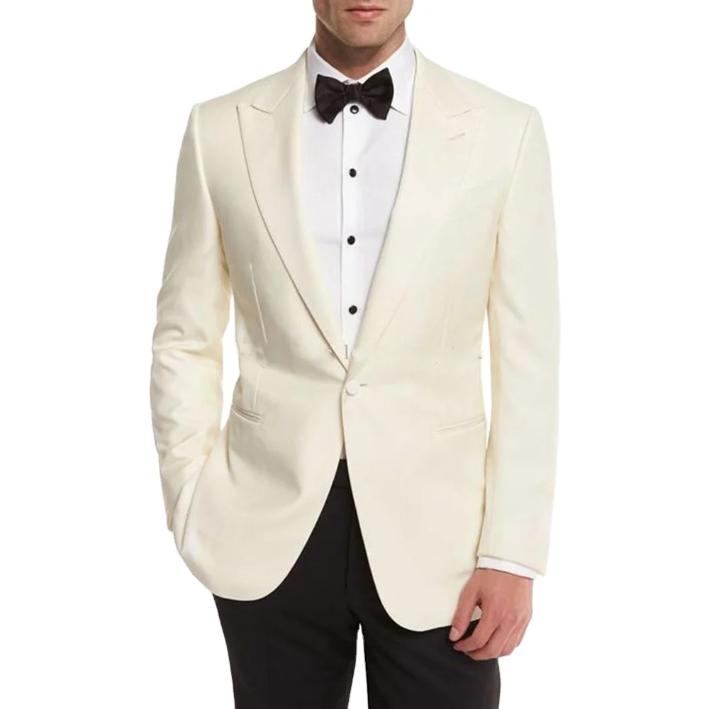 

Bridalaffair beige color 2 Pieces groom wear Costume Mariage costume hommes classic wedding suit men Tuxedos
