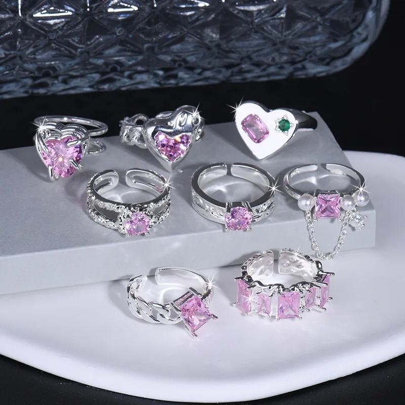 Y2K Zircon Open Ring Women's Irregular Heart Pink Diamond Personality Rings for Women Girls
Y2K Zircon Open Ring Women's Irregular Heart Pink Diamond Personality Rings for Women Girls