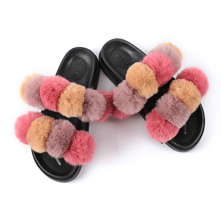 2021 Trend Colorful Fur Pom Pom Design Girls Soft Faux Fur Slippers Fashion Outdoor Slides For Women Lady, 6 colors as picture
2021 Trend Colorful Fur Pom Pom Design Girls Soft Faux Fur Slippers Fashion Outdoor Slides For Women Lady, 6 colors as picture