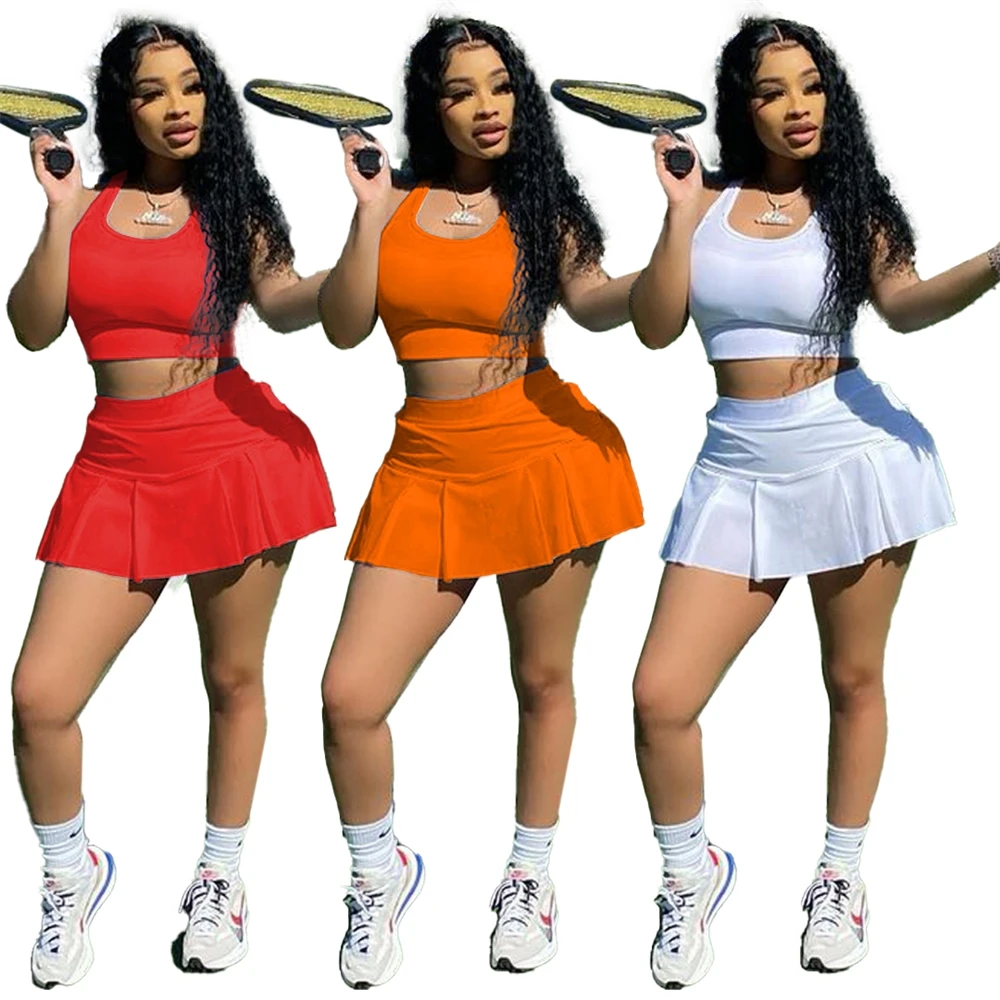 2021 Solid Color Summer Two Piece Tank Top Short 2 Piece Outfit Tennis Skirt set Sexy Two Piece Skirt Set, 14 colors
2021 Solid Color Summer Two Piece Tank Top Short 2 Piece Outfit Tennis Skirt set Sexy Two Piece Skirt Set, 14 colors