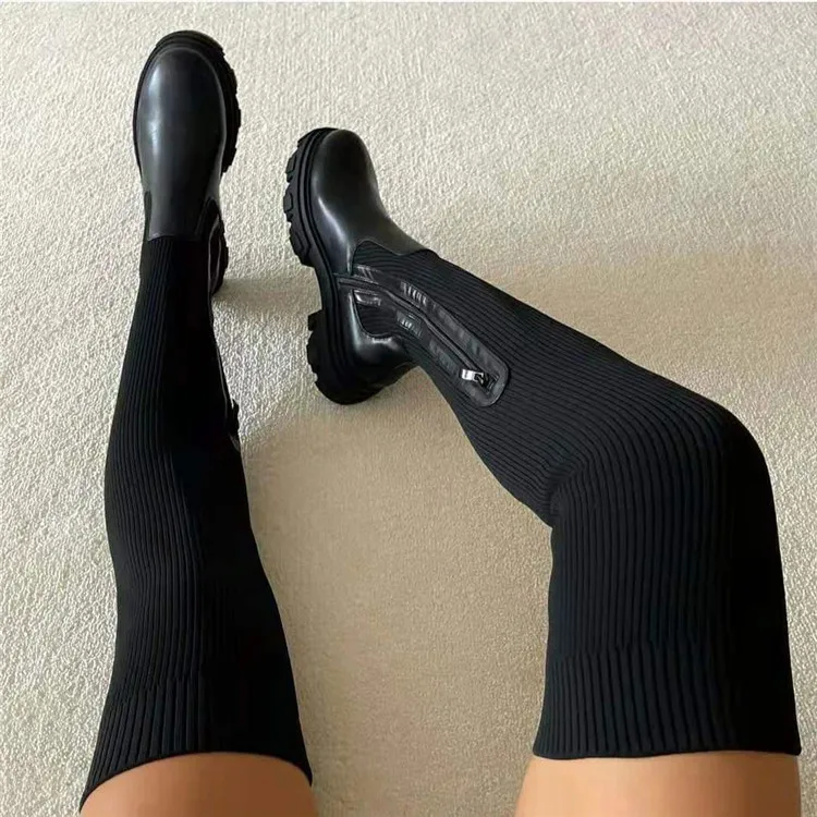 Winter Fashion Solid Color Leather Knitted Over Knee High Heel Women High Leg Boots Shoes Women's Long Boots
Winter Fashion Solid Color Leather Knitted Over Knee High Heel Women High Leg Boots Shoes Women's Long Boots