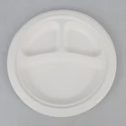 Eco-friendly Biodegradable Sugarcane Bagasse 7" 8" 9" 10" inch 3-Compartment Divided Plate