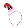 SJ061 Boutique christmas gift hair bands sequin red mini top elf hat Christmas headband