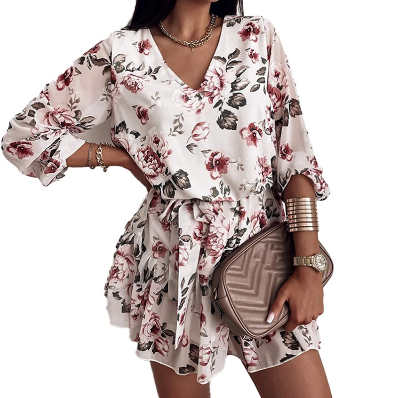 high quality Spring Women's Chiffon V Neck Flower Print Dress Casual Long Sleeve Short Female Boho LeisureDress
high quality Spring Women's Chiffon V Neck Flower Print Dress Casual Long Sleeve Short Female Boho LeisureDress