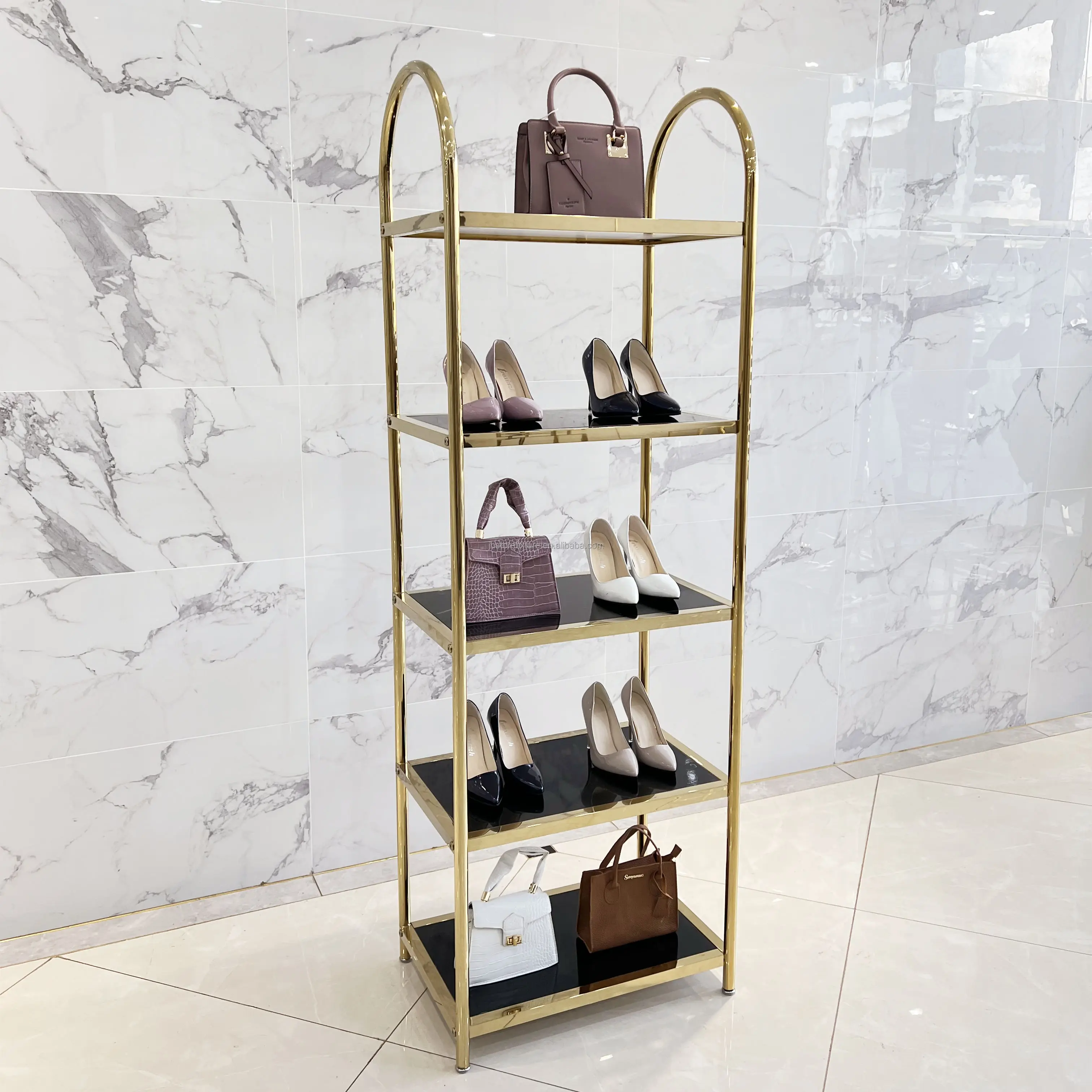 High-grade luxury stainless steel Gold Shoe bag display stand Black Metal Shoe Rack Shoe Organizer
High-grade luxury stainless steel Gold Shoe bag display stand Black Metal Shoe Rack Shoe Organizer