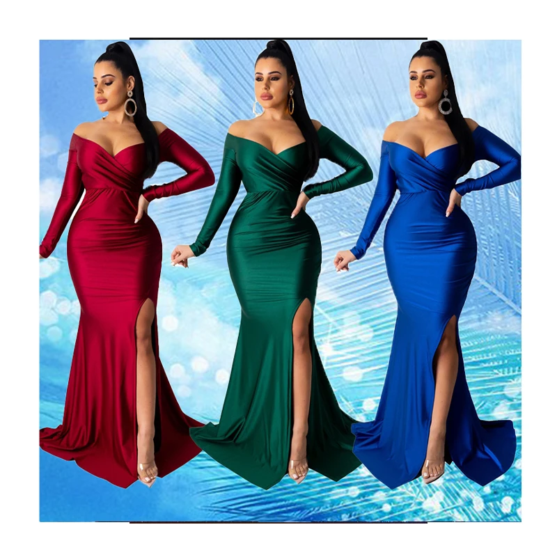 KCYA Hot Sale Women Sexy V-neck Solid Satin Gown Long Sleeve Off Shoulder Slit Party Maxi Evening Gown Dresses
KCYA Hot Sale Women Sexy V-neck Solid Satin Gown Long Sleeve Off Shoulder Slit Party Maxi Evening Gown Dresses