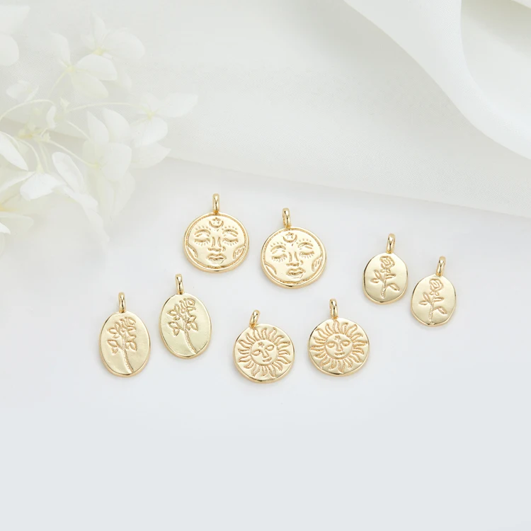Hot Sell Customize Engrave Dainty 14K Gold Plated Sun Face Flower Disc Pendant Charm for Jewelry Making
Hot Sell Customize Engrave Dainty 14K Gold Plated Sun Face Flower Disc Pendant Charm for Jewelry Making