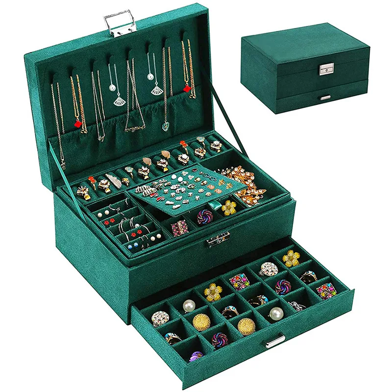 DS055 Lock Drawer Women Jewelry Display Holder Case Earrings Storage Holder Organizer Suede 3 Layers Big Jewelry Box, As picture
DS055 Lock Drawer Women Jewelry Display Holder Case Earrings Storage Holder Organizer Suede 3 Layers Big Jewelry Box, As picture