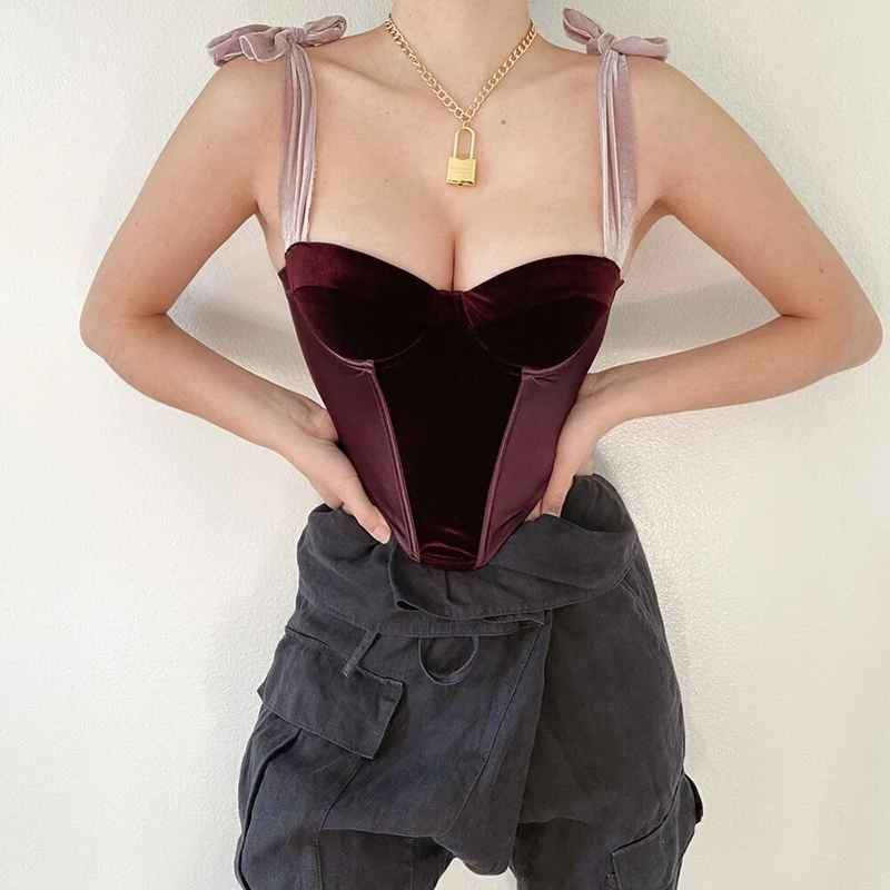 Sexy Black Boned Straps Bow Chest Pad Lining Breasted Vest Crop Top Camisole, Black/wine
Sexy Black Boned Straps Bow Chest Pad Lining Breasted Vest Crop Top Camisole, Black/wine