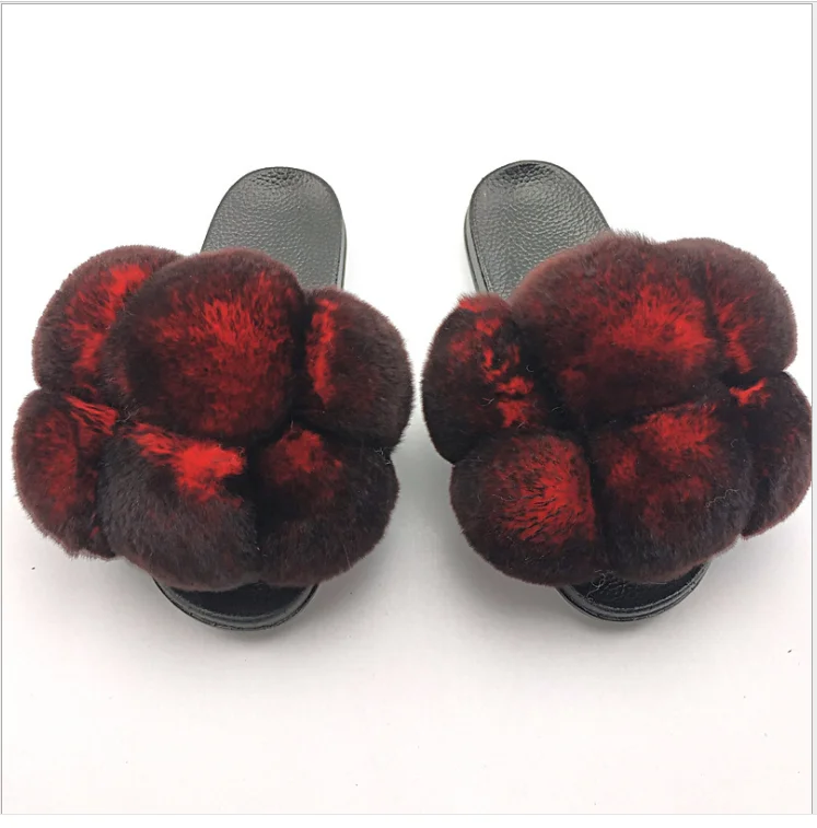 Custom Ne women Fluffy fox fur slippers with fur ball PomPom soft sole household Pom Pom sandals Real rex rabbit fur slides, Customized
Custom Ne women Fluffy fox fur slippers with fur ball PomPom soft sole household Pom Pom sandals Real rex rabbit fur slides, Customized