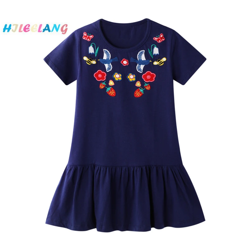Kids 100% Cotton High Quality Short Sleeve Applique Navy Dress Toddler Girls Crewneck Casual Dress
Kids 100% Cotton High Quality Short Sleeve Applique Navy Dress Toddler Girls Crewneck Casual Dress