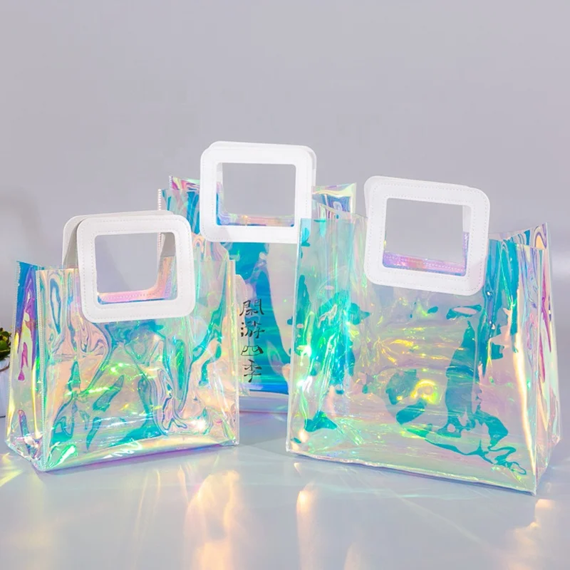 Custom Shiny Holographic Transparent Clear PVC Shopping Tote Bag, Transparent and customized
Custom Shiny Holographic Transparent Clear PVC Shopping Tote Bag, Transparent and customized