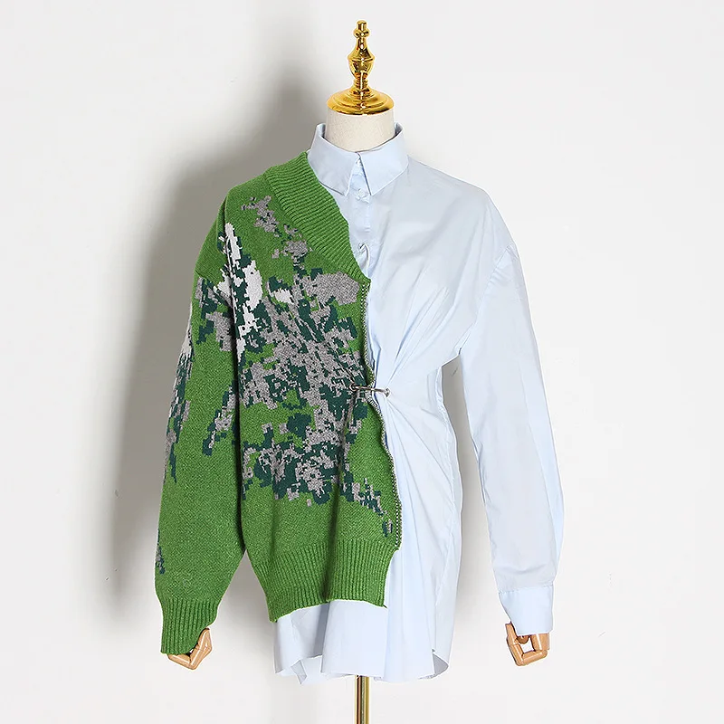 2020 Autumn Long Sleeve Sweaters Top Embroidery Contrast Stitching Shirt Lapel Knitted Sweater, Green
2020 Autumn Long Sleeve Sweaters Top Embroidery Contrast Stitching Shirt Lapel Knitted Sweater, Green