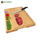 Large vegetable meat organic custom kitchen wood bamboo cutting board With Grooves