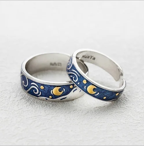 Starry Night Starry Sky Rings Adjustable Vintage Silver Wedding Rings Matching Couple Ring Set for Couples
Starry Night Starry Sky Rings Adjustable Vintage Silver Wedding Rings Matching Couple Ring Set for Couples