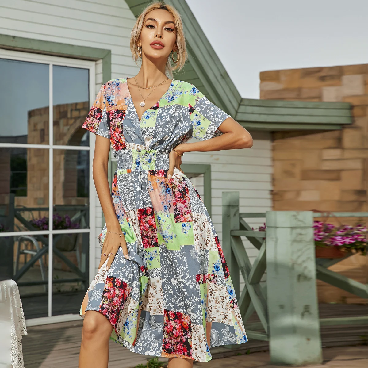 2021 new arrivals long dresses women casual summer v-neck sleeve chiffon flower dress, Green
2021 new arrivals long dresses women casual summer v-neck sleeve chiffon flower dress, Green