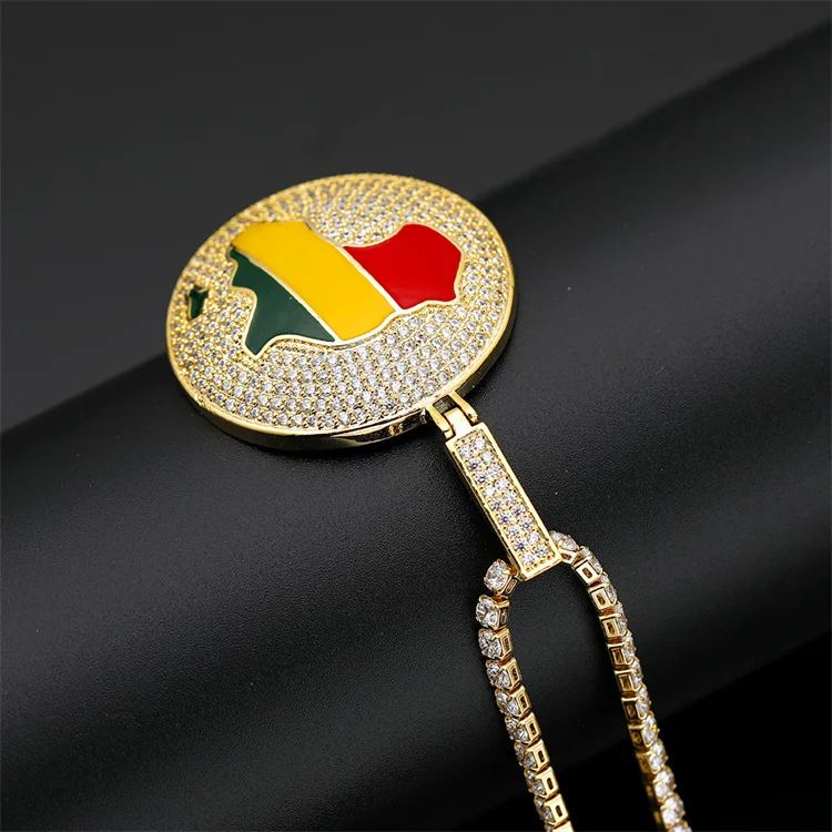 Hip Hop 18K Gold Plated Africa Map Rhinestone Necklace,Map of Africa Pendant Enameled Jewelry
Hip Hop 18K Gold Plated Africa Map Rhinestone Necklace,Map of Africa Pendant Enameled Jewelry