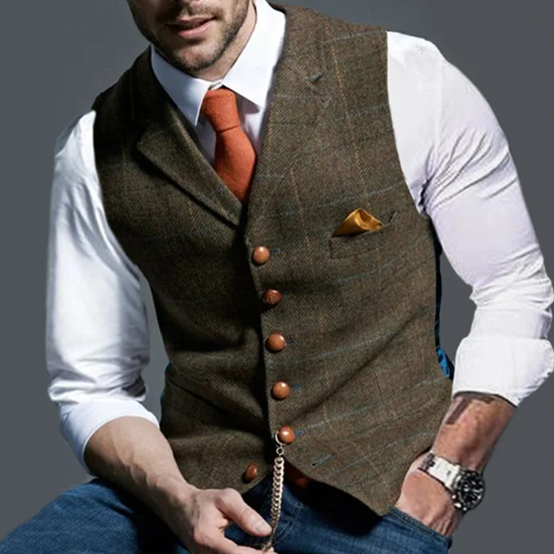 

Formal Utility Casual Men'S Innerwear Vest Solid Chalecos Hombre With Chains Men's Vests & Waistcoats, As picture