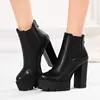 2018 Sexy Women Boots Fashion Platform punk Square high heels Black Ankle boots For Woman Brand Design Ladies Shoes C034