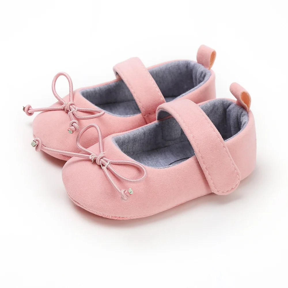 Solid Color Bow-knot Baby Girl Shoes with Flower Baby Walking Shoes manufacture