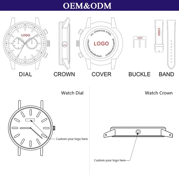 Custom Your Own Logo Leather Strap Minimalist Watch