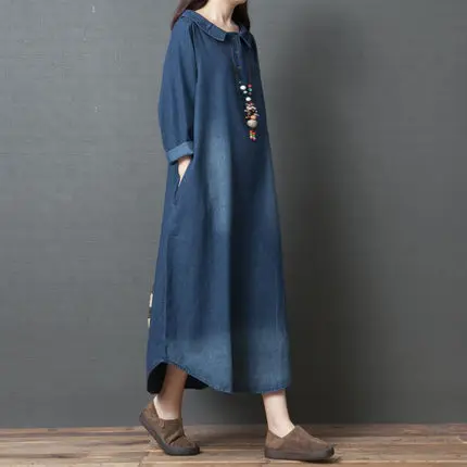 China Cloth Factory Ladies Turn-Down Collar Dresses Women Long Sleeve Plus Size Maxi Denim Dress, Black, cowboy blue
China Cloth Factory Ladies Turn-Down Collar Dresses Women Long Sleeve Plus Size Maxi Denim Dress, Black, cowboy blue