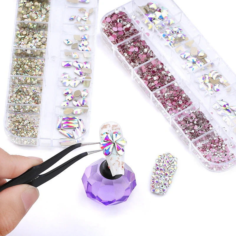 Wholesale 3d Flat Bottom Shaped Rhinestone Glass Nail DIY Nail Art Jewelry 12 Grid Mix Accessories for nail art Decoration, White ab, aurify, jelly, hole green, blue,light purple,purple
Wholesale 3d Flat Bottom Shaped Rhinestone Glass Nail DIY Nail Art Jewelry 12 Grid Mix Accessories for nail art Decoration, White ab, aurify, jelly, hole green, blue,light purple,purple