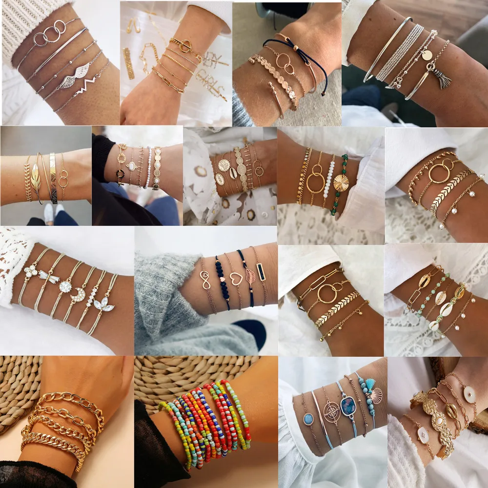 Simple geometry multilayer shell pendant chain bracelet set alloy bracelet, As picture
Simple geometry multilayer shell pendant chain bracelet set alloy bracelet, As picture