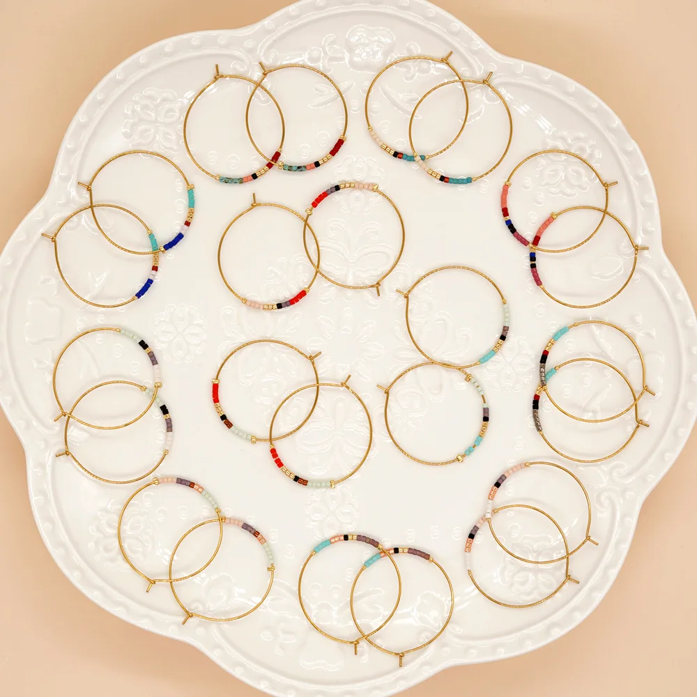 Stainless Steel Jewelry Large Gold Circle Seed Bead Earrings Hoops Handmade For Women
Stainless Steel Jewelry Large Gold Circle Seed Bead Earrings Hoops Handmade For Women