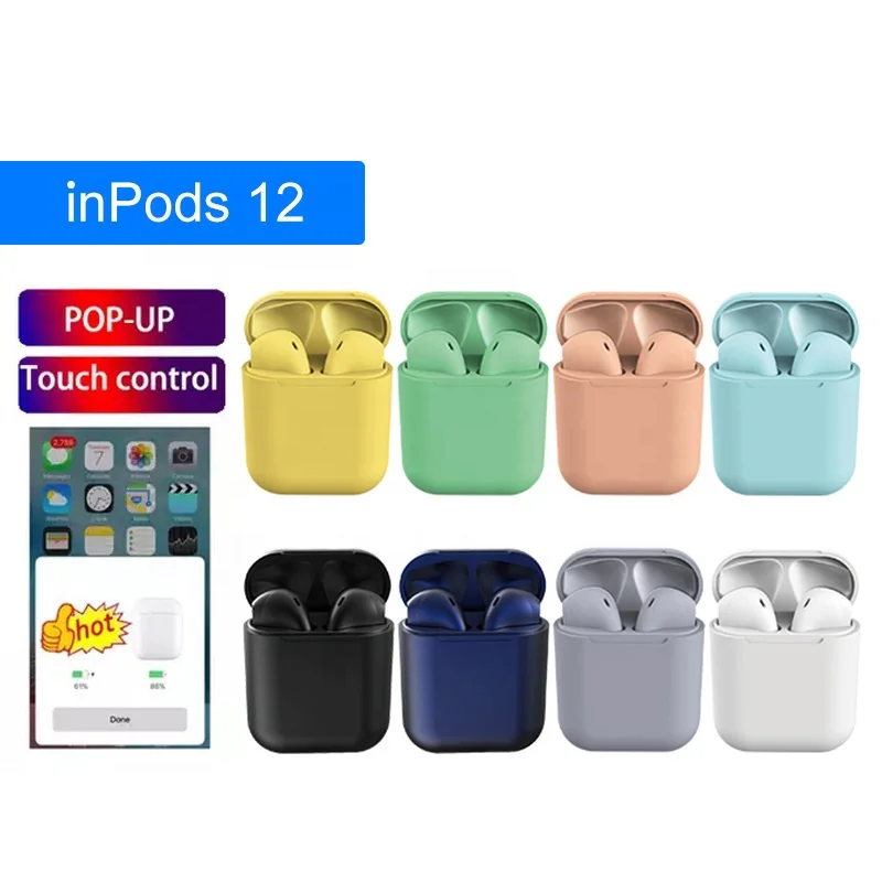Inpods 12 TWS 5.0 Frosted Feel Pop up Window Touch Control True Stereo Mini Wireless Blue tooth Earphone For iPhone Android
Inpods 12 TWS 5.0 Frosted Feel Pop up Window Touch Control True Stereo Mini Wireless Blue tooth Earphone For iPhone Android