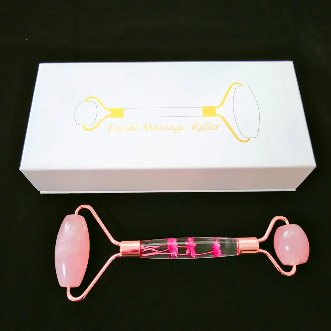 New design high quality rose quartz flower handle face crystal massage roller with box
New design high quality rose quartz flower handle face crystal massage roller with box