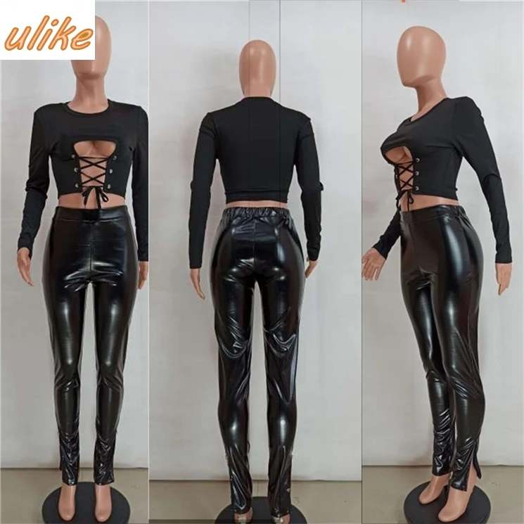 Fashion Sexy Fall Hollow Out Top And Pu Pants Piece Set Women Two Piece Set Women Clothing
Fashion Sexy Fall Hollow Out Top And Pu Pants Piece Set Women Two Piece Set Women Clothing