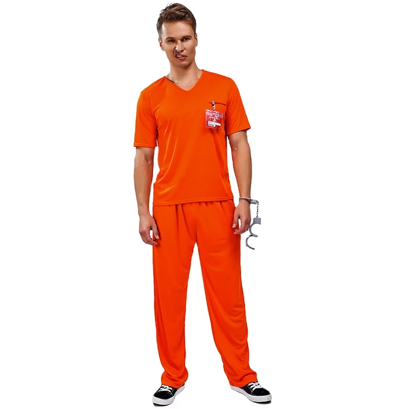 Orange Criminal Offender Outfit with Handcuff Carnival Party Adult Cosplay Prisoner Costume for Men
Orange Criminal Offender Outfit with Handcuff Carnival Party Adult Cosplay Prisoner Costume for Men